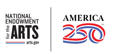 Graphic logo for the National Endowment for the arts. On the Right, a graphic reads America 250